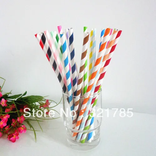 

50 PCS/2 Pack Colorful Monochrome Twill Striped Pattern Paper Straws Biodegradable Drinking Wedding Party Color 1-20