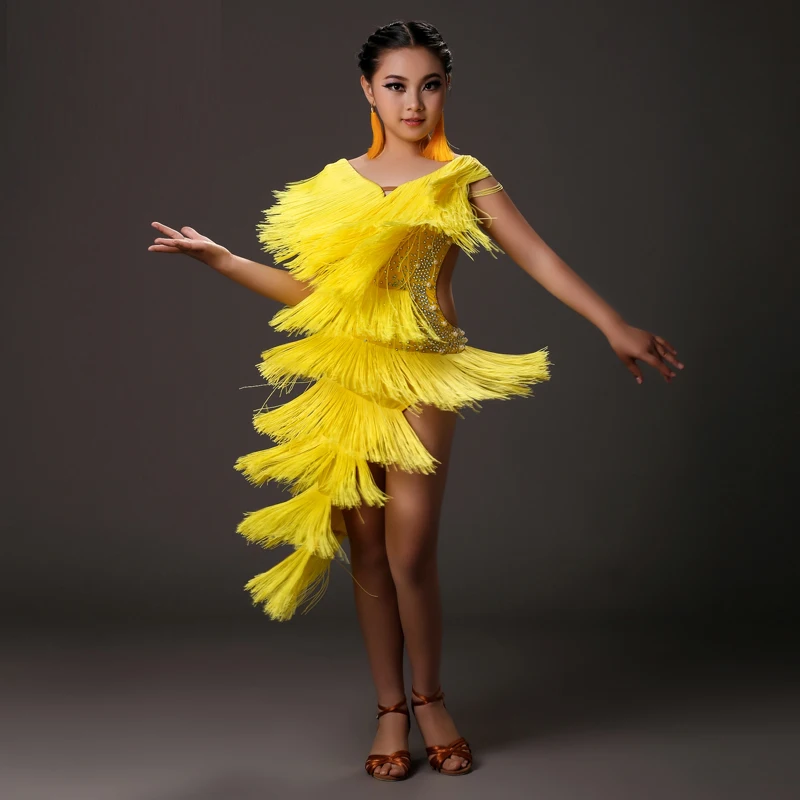 

Adult Girls Latin Dance Performance Costume Stage Show Clothing Latin Dancing Tassel Dresses Competition Costumes FY1011