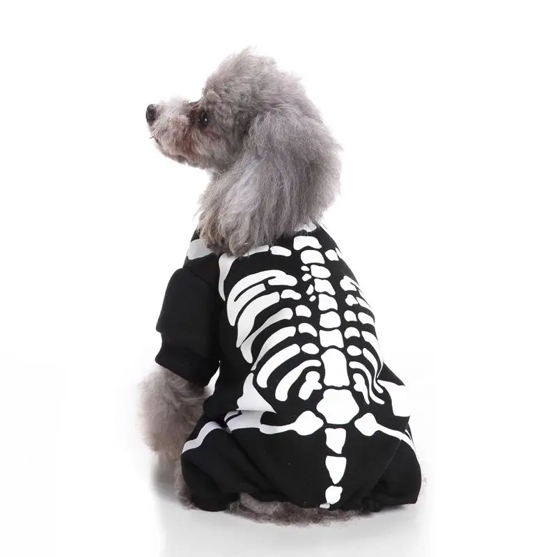 Забавный Скелет собака кофта с капюшоном для домашнего животного Одежда собачий наряд для Хэллоуина ПЭТ Вечерние наряды