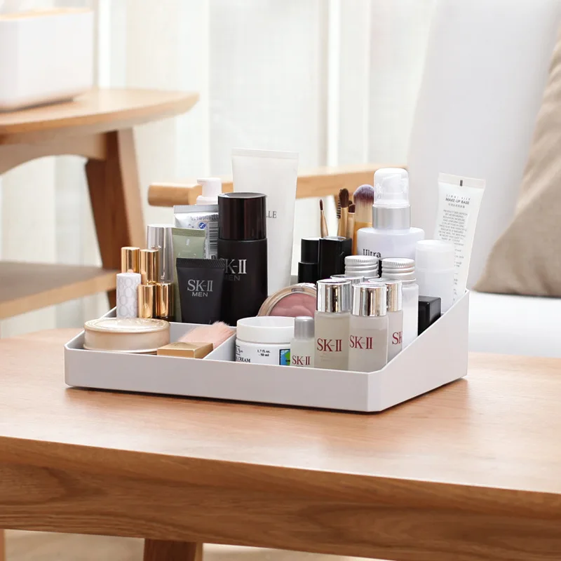 Plastic Box Makeup Organizer Desktop Office Storage Box Cosmetic Case Remote Control Holder Small Objects Skin Care Container
