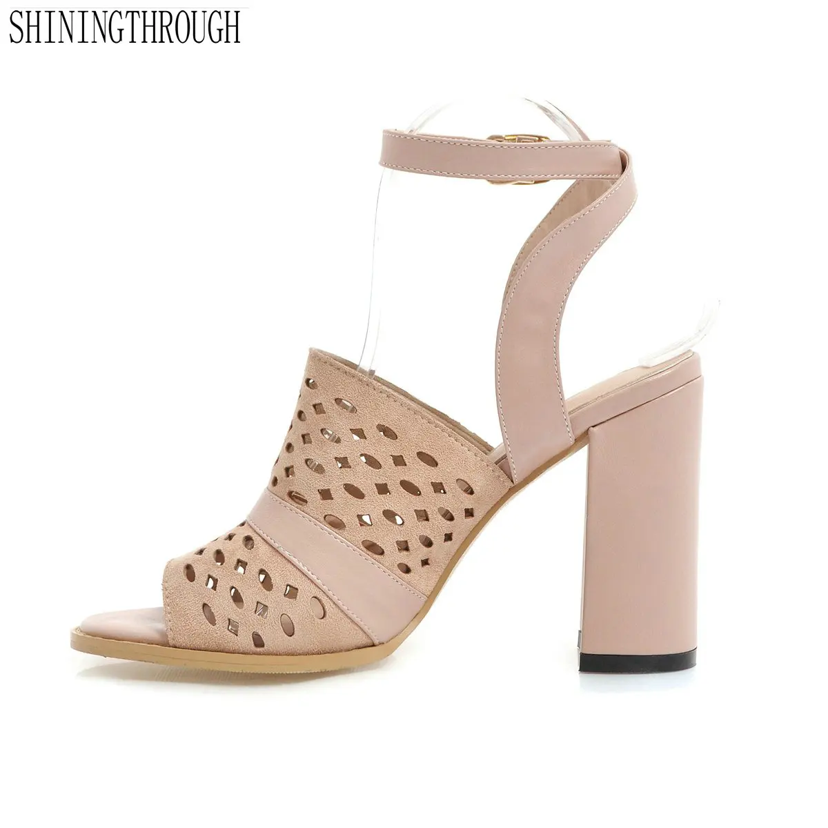 

2019 summer Style Fashion Sexy High Heel Sandals peep Toe Hollow women's Shoes large size 41 42 43