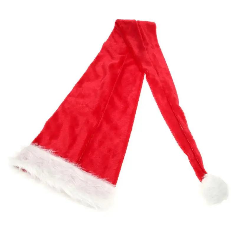 

New 1.5m Christmas Party Santa Claus Long Hat Velvet Red White Cap Costume Adult Kids Xmas Long Style Hats Christmas Supplies