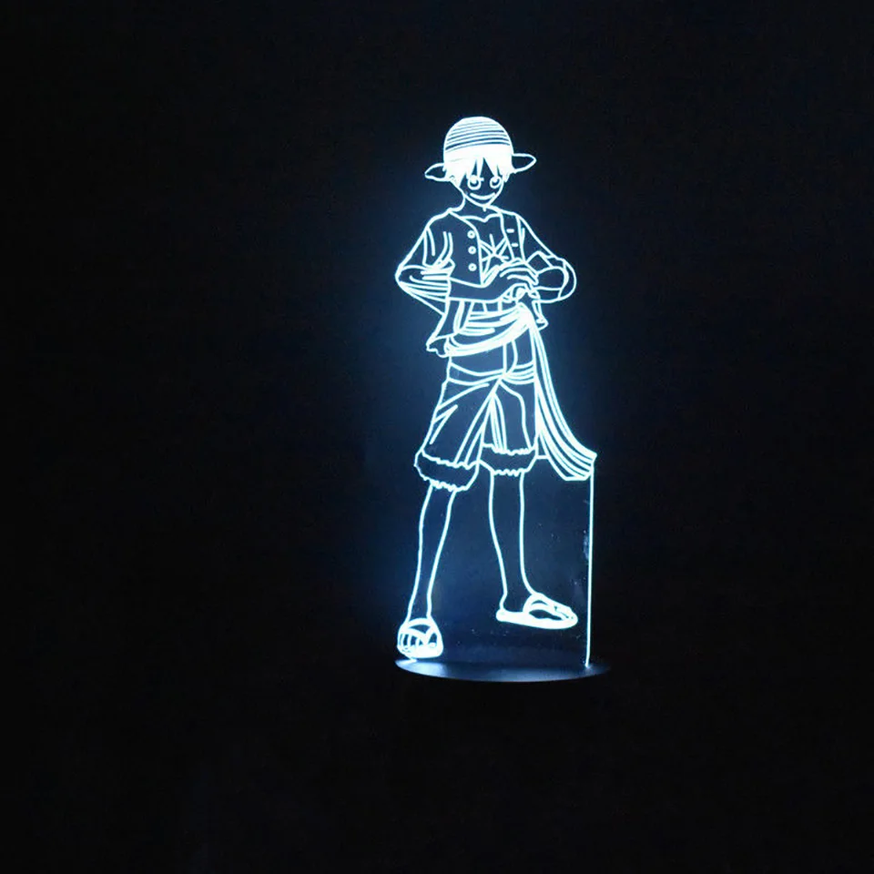 3D Led Vision креативный аниме Луффи моделирующий ночной Светильник Usb цельная настольная лампа 7 цветов меняющийся домашний Декор Светильник