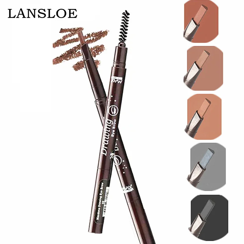 

5 Color Black Brown Gray Automatic Rrotating Eyebrow Pencil Natural Waterproof Eye Brow With Brush Eye Makeup Beauty Cosmetics