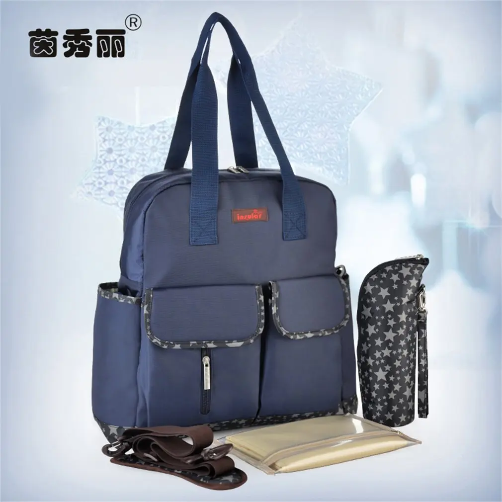 

INSULAR Stylish Diaper Bag Nylon Star Printed tote Shoulder Bag Mummy Bag Nylon Mother Travel Baby Nappy Bag maternity stroller