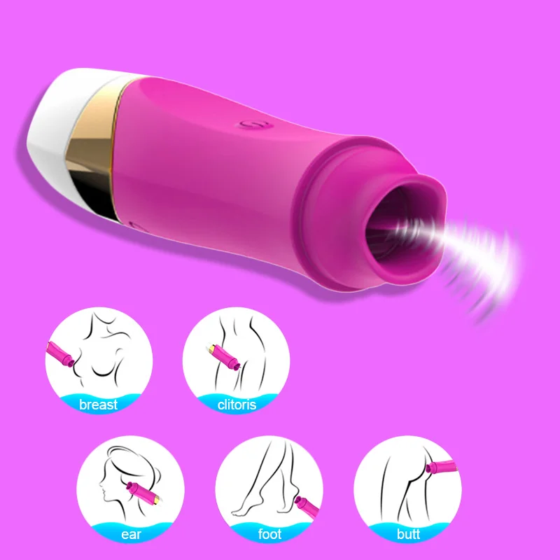 12 Frequency Nipple Sucker Tongue Vibrator Breast Massager G Spot Clitoris Licking Stimulator Sex Toys for