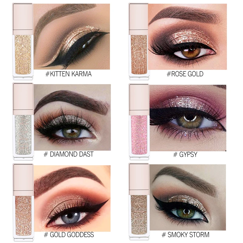 AIKIMUSE жидкие тени для век макияж металлы Блеск Shimmer Тени осветитель Make Up Комплект
