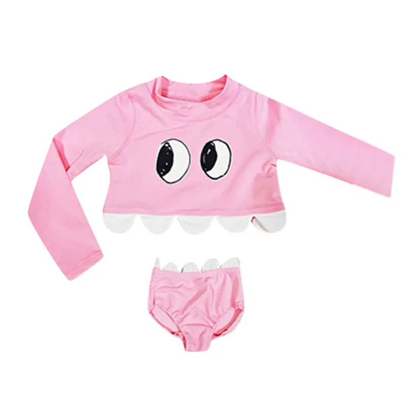 Children's swimsuit 2019 summer new Toddler Kid Baby Girls Long Sleeve Cartoon Pool Beach Swimsuits Swimwear Sets  #4M07 (4)