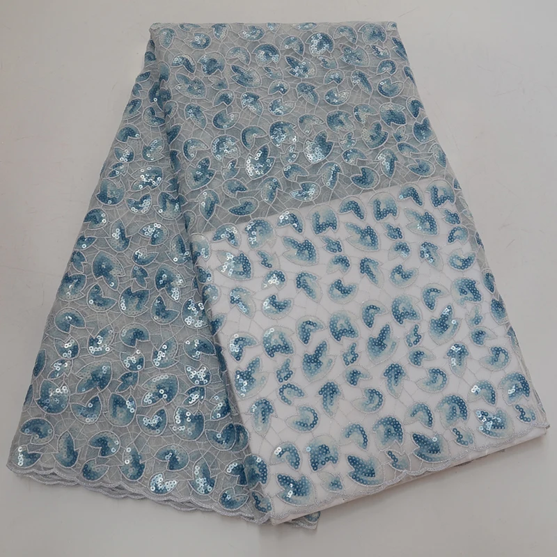 

High Quality African Lace Fabric 2018 Latest Organza Lace Fabric With Sequins Embroidered Nigerian Lace Fabric For Party