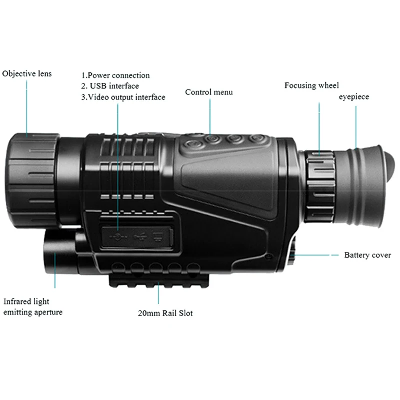 Monocular Night Vision infrared Digital Scope for Hunting Telescope Long Range With Built-in Camera Photo Video Recording