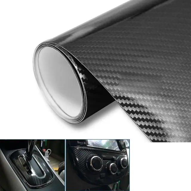 bbq fuka 1pcs car styling 5d shiny carbon fiber ultra vinyl wrap black decal sheet