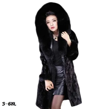

Artificial Fur Coat New Fur Coat Ladies Half Flange Fashion Imitation Water Mink Hair Large Fur Collar Fox Long Faux Fur Coat