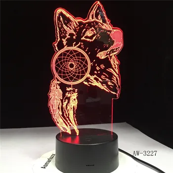 

Animal Decor 3D LED Nightlights Colorful Wolf Design Table Lamp Home Decor Illusion Lights Bedroom Modern Decor AW-3227