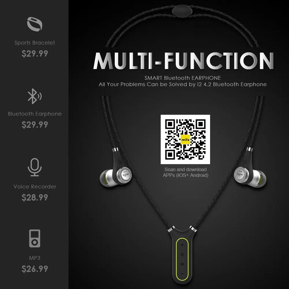 Наушники I2 Bluetooth 4 2 в ухо 8 ГБ MP3 наушники Запись Спорт расчет бег Гарнитура