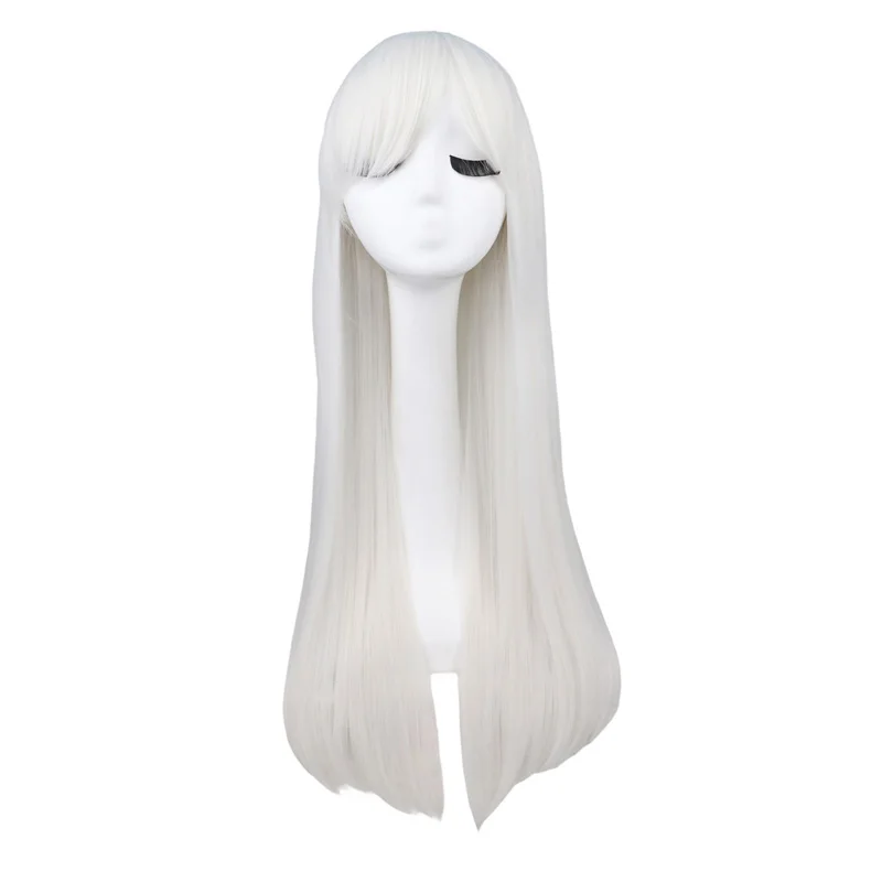 

QQXCAIW Long Straight Party Cosplay White 80 Cm Synthetic Hair Wigs