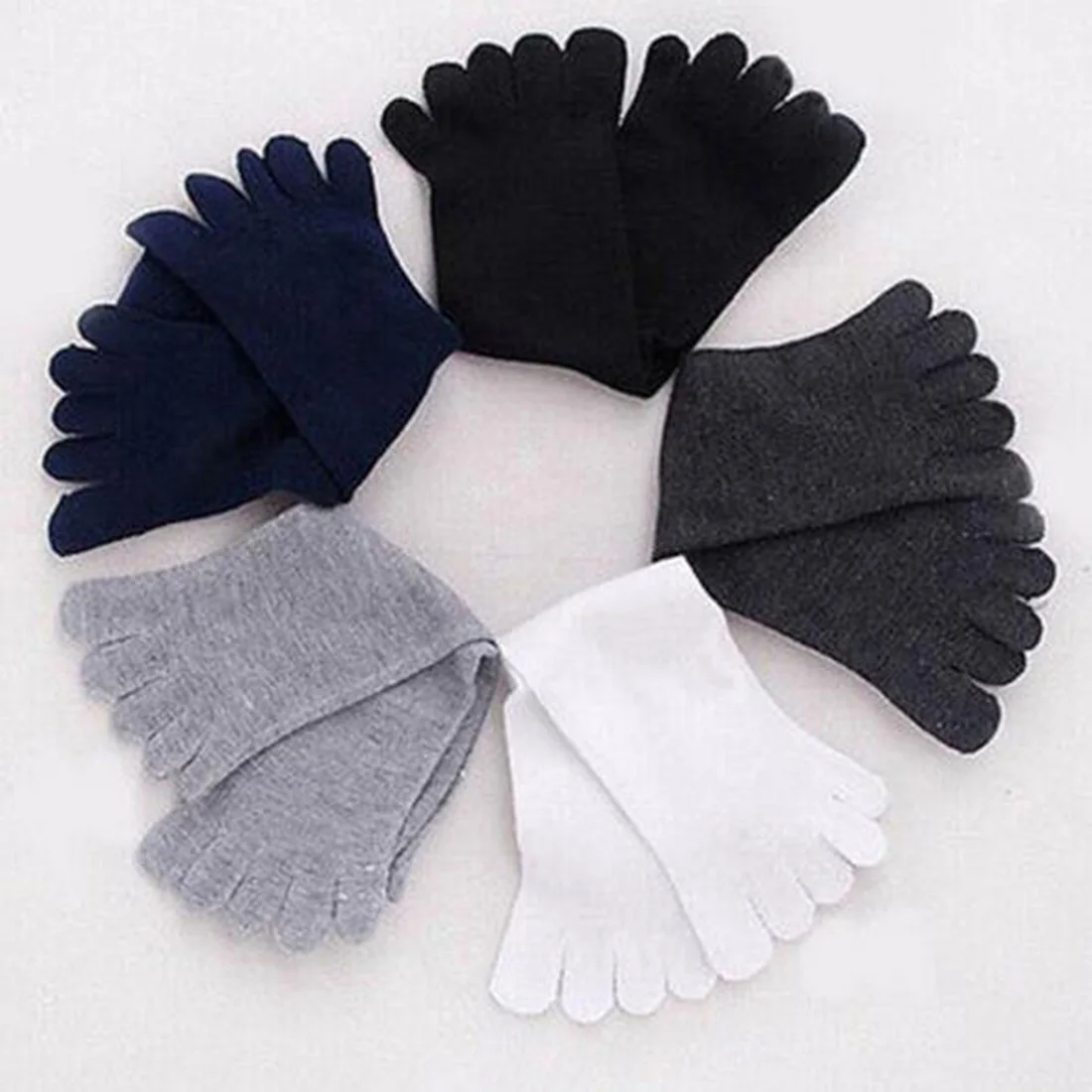 

Hot Sale Soft Fashion 1 Pair Winter Autumn Warm Comfortable Men Top Quality Women's Guy Five Finger Pure Soft Cotton Toe Socks