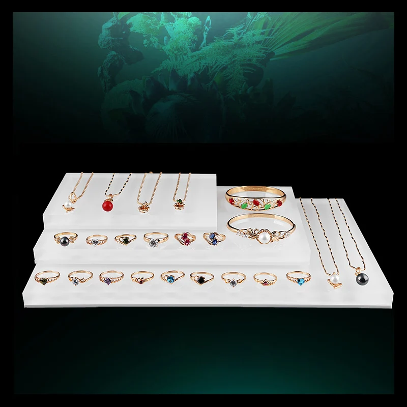 

Customized Retangle Acrylic Bottom Plate Jewelry Tray Bracelet Display Stand Necklace Holder Watch Ring Organizer Earring Stand