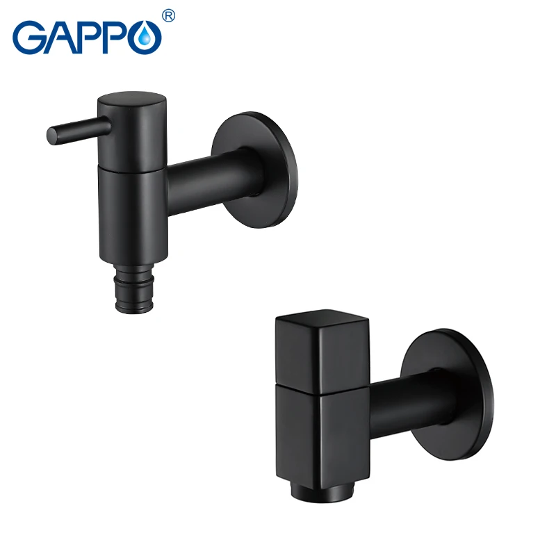 GAPPO Bibcocks taps Modern Brass Black wall mounted Bathroom Washing