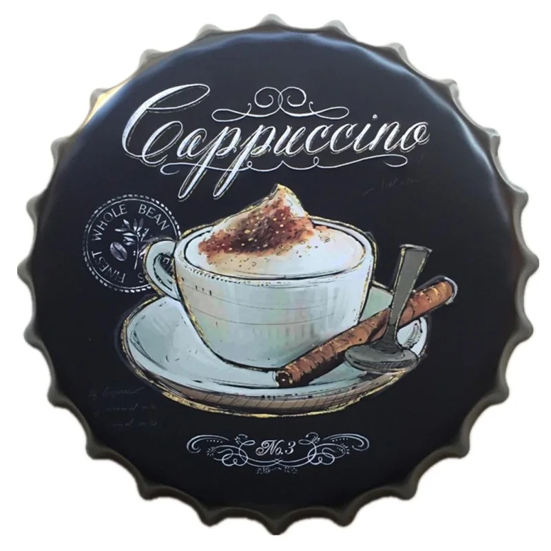 40 см Capuccino колпачки для кофейных бутылок декоративные жестяные таблички кафе