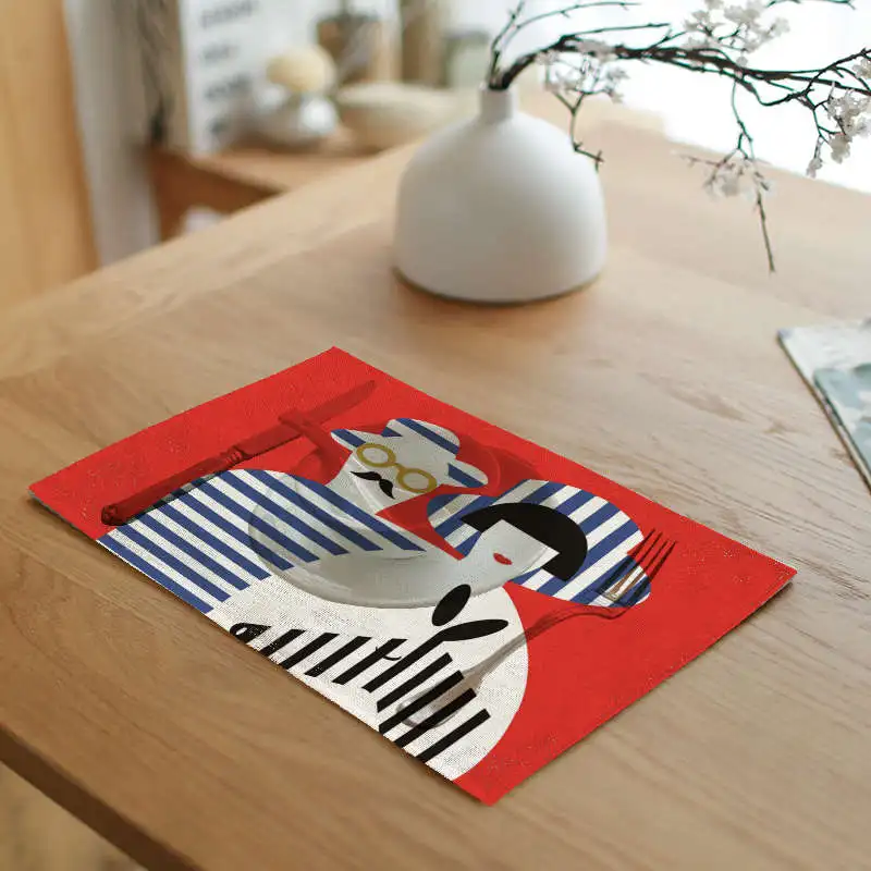 Китайская пара влюбленных горошек салфетка для стола черно-Бежевый полосатый коврик с буквенным принтом Роза коврик для стола декор обеденный зал дом
