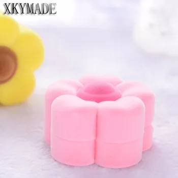 

Sun Flower Shape Velvet Jewelry Box Ring Earring Boxes Valentine Day Gift Box Jewelry Display Rack Storage