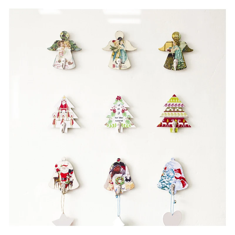 

2018 Christmas Decoration For Home Door Santa Snowman Grand Tree Christmas Gift Xmas wooden Ornament Pendant Navidad Natale