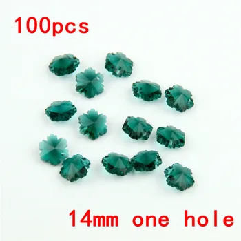 

Bright 100pcs 14mm Snowflake Beads Crystal Chandelier Prism Drop 1 Hole Glass Beads For Wall Lighting Decoration Peacock Green