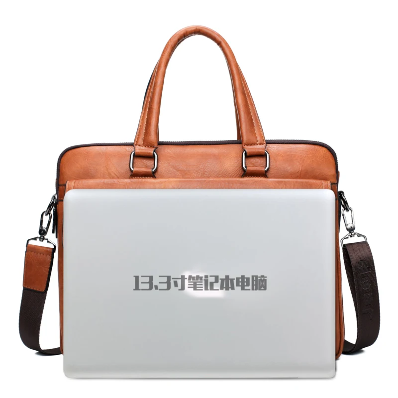 JEEP BULUO Men Briefcase Bag For 14 inch Laptop Business Bags 2 pcs Set Handbag Large Capacity Leather Office Bags Business Trip