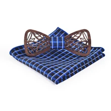 Mantieqingway Новинка полые деревянные Галстуки для мужской рубашки деревянный галстук-бабочка карман квадратный набор для свадьбы Женщины самостоятельно регулируемый галстук-бабочка подарок