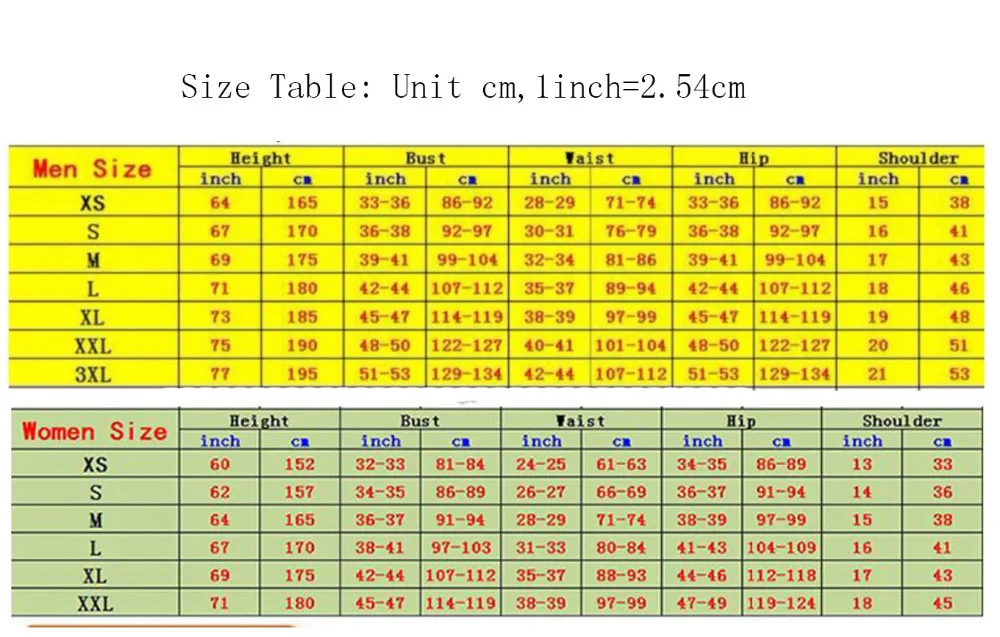 Size Tablewm