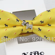 Стиль галстук-бабочка/желтый и темно-синий/щенок шаблон дизайна человек шеи украшения/