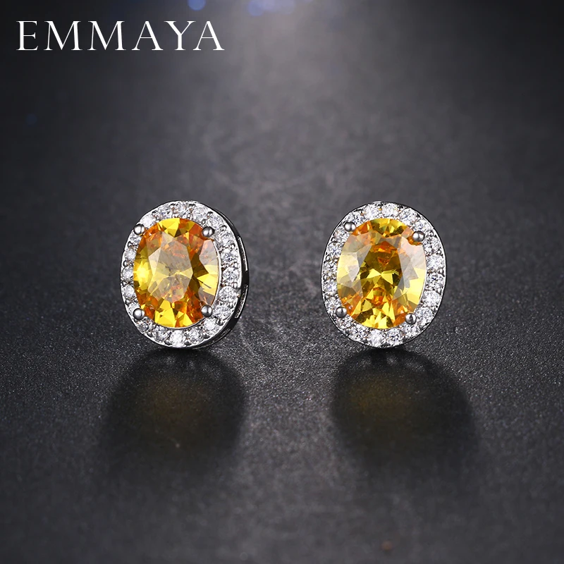 Женские серьги овальной формы EMMAYA милые Серебристые с цирконием кубической