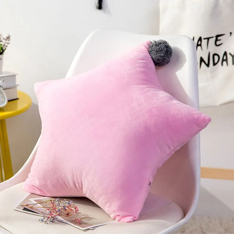 5 цветов Карамельный цвет в форме симпатичной звезды Подушка Удобная плюшевая Декоративная Подушка Мягкие 3D подушка из хлопка с эффектом 55 см комнаты; декор подарок - Цвет: Pink