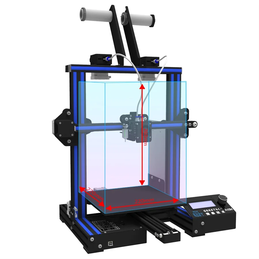 Geeetech 3D طابعة A10M 2 في 1 Mixcolor السيارات التسوية وظيفة 220*220*260 3 مللي متر الألومنيوم مرتعا Superplate خيوط الحرفي CE FDM