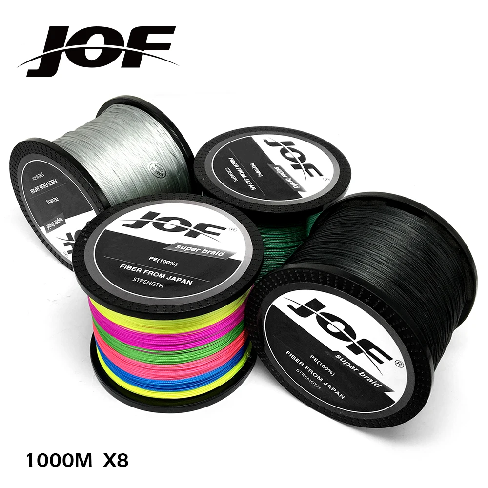 JOF 8 السواحل 1000 متر PE مضفر الصيد خط tresse بيكي المياه المالحة الصيد نسج متفوقة Extreme قوى عظمى 12LB إلى 78LB