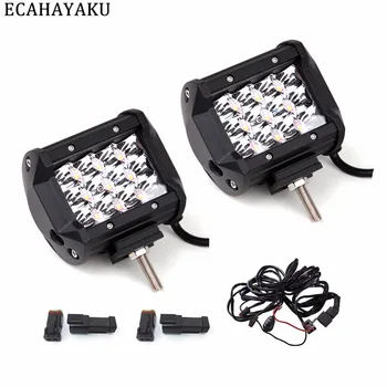 

2Pcs ECAHAYAKU Drop Shipping 4" Led Light Bar 36W Dual color Strobe Style with 3 meters cable for Offroad SUV 4X4 Trailer Trucks