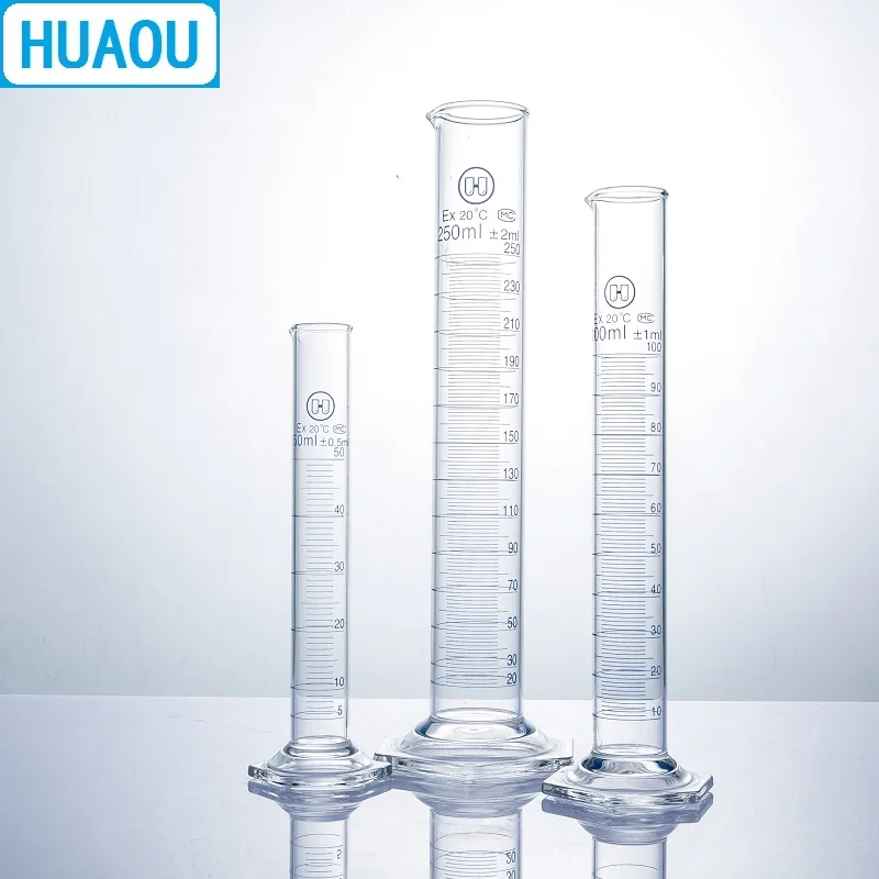 HUAOU 50mL Measuring Cylinder with Hexagonal Base Borosilicate 3.3 Glass Spout Graduation Laboratory Chemistry Equipment glass measuring cylinder