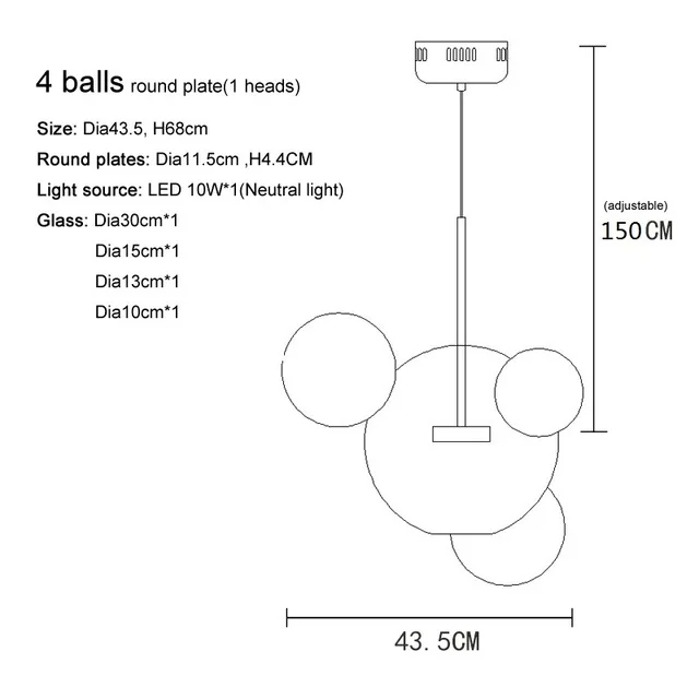 Современный подвесной светильник, светодиодный стеклянный светильник, подвесной светильник для кухни, подвесной светильник, промышленный светильник - Цвет корпуса: 4 balls