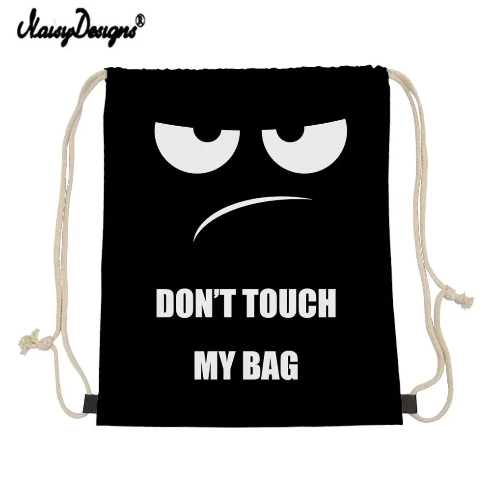 Маленькая сумка на шнурке NOISYDESIGNS на заказ, сумки для хранения с принтом «Don't Touch My Bag», повседневный рюкзак для хранения для мальчиков, Mochila