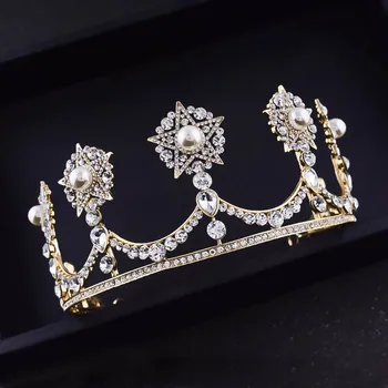 

2018 European luxury crystal crown bridal married Roman Catholic crown for brides