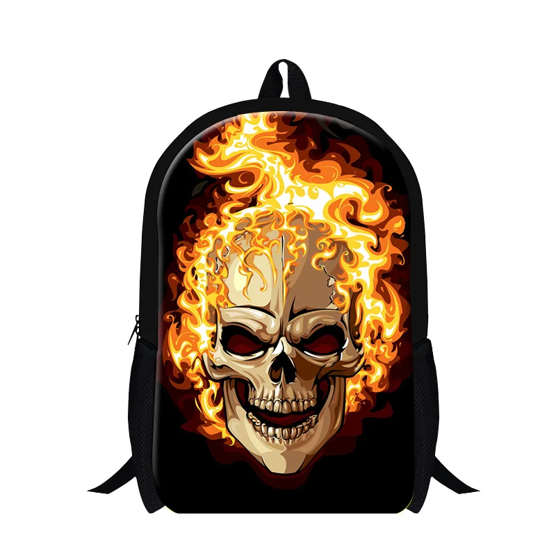 

Free Shipping Fashion Cool Pirate Mens Backpack Fire Skull Print For Halloween School Bag Small Student Bag College Shoulder Bag