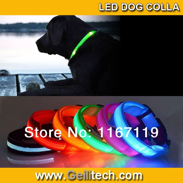 

Adjustable Pet Luminous Dog/Cat Glow Nylon Night Flashing Light Up Safety Collar Necklace LED Strap Buckle 8 Colors