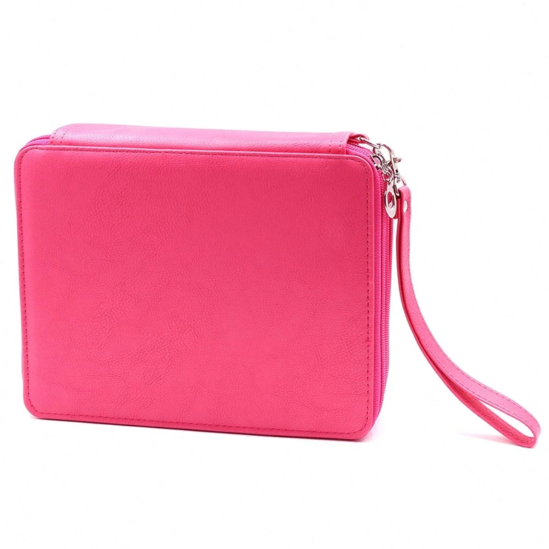 

120 Slots Pencil Case PU Leather Handy Multi-layer Large Zipper Pen Bag with Handle Strap for Watercolor Pencils,Crayola Color