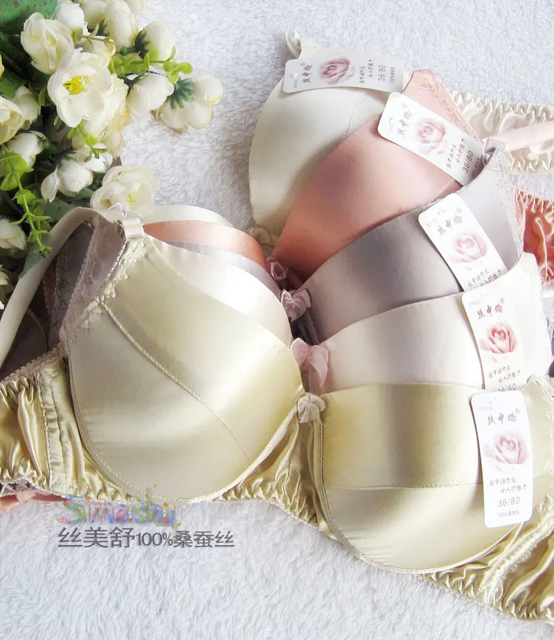  100% Silk bra Underwear Bra Double-sided Silk Band Sponge Care