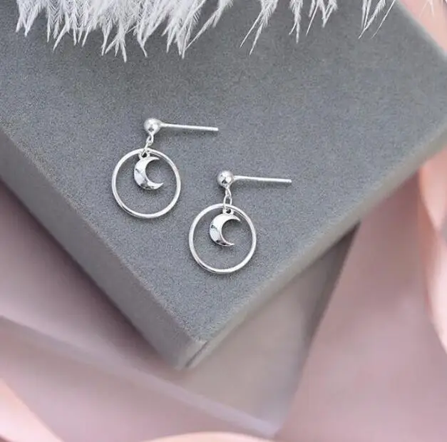 

ex1222 Summer style geometric Circle earrings Korean trend earrings moon crescent earrings simple temperament female Jewelry