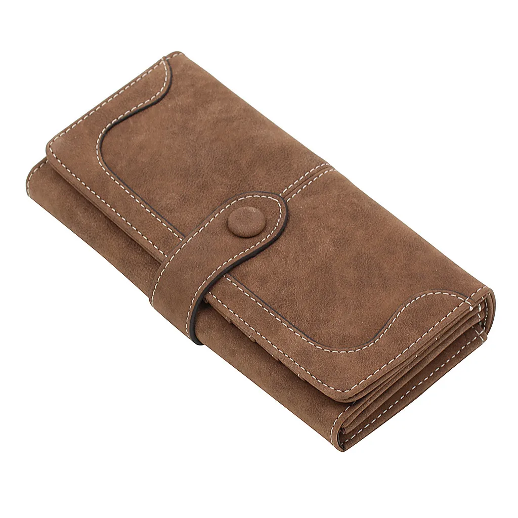 Solid Vintage Women Wallets Pu Leather Bag Zipper Handy Clutch Coin Purse Phone Key Holder Wristlet Portable Handbag d2