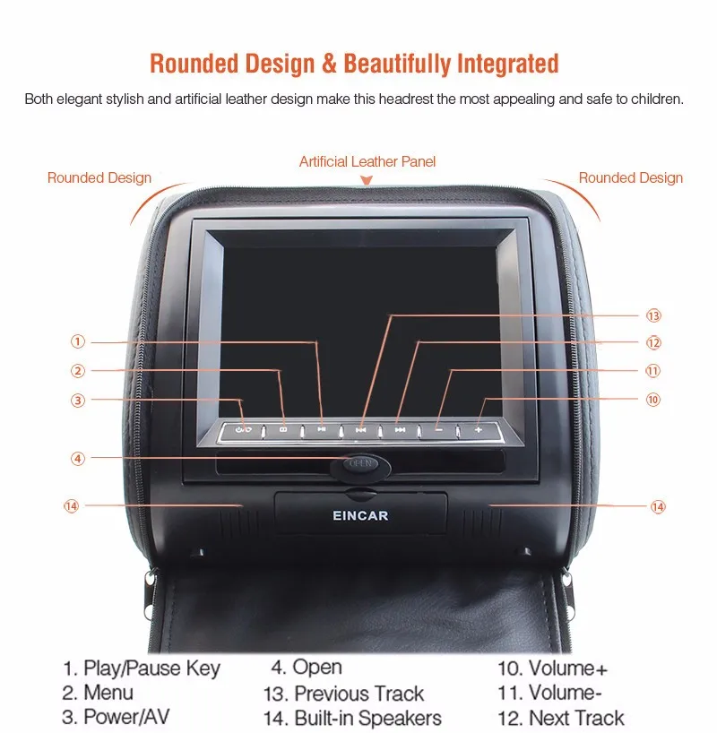 Best Car Headrest DVD Player Black pillow dvd player Universal Digital Screen zipper Car Monitor USB FM TV Game IR Remote car headres 16