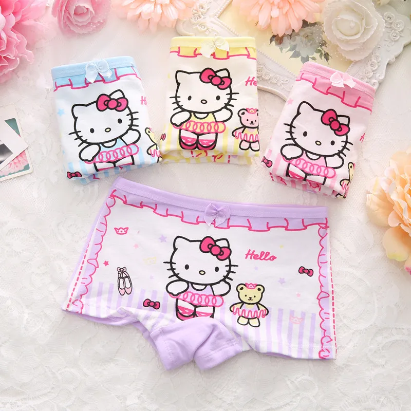 

1PC Meow pattern underwear Cartoon children underwear cotton baby girls strawberry panties boxer briefs