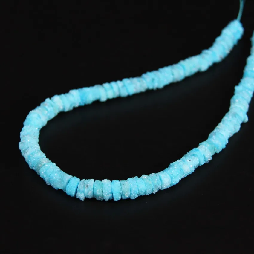 

Approx100PCS/strand Natural Quartz Blue Titanium Geode Drusy Rondelle Nugget Spacer Beads,Raw Agates Crystal Druzy Pendants