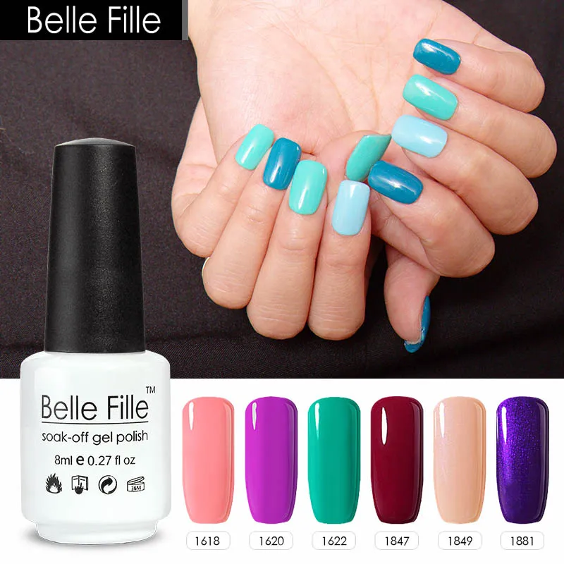 BELLE FILLE гель лак для ногтей 8 мл Soak Off лакировка полуперманентный зеленый красного